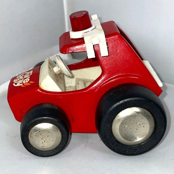 Vintage Buddy L Red And White Fire Buggy Toy Push Along Metal Car - Picture 1 of 11